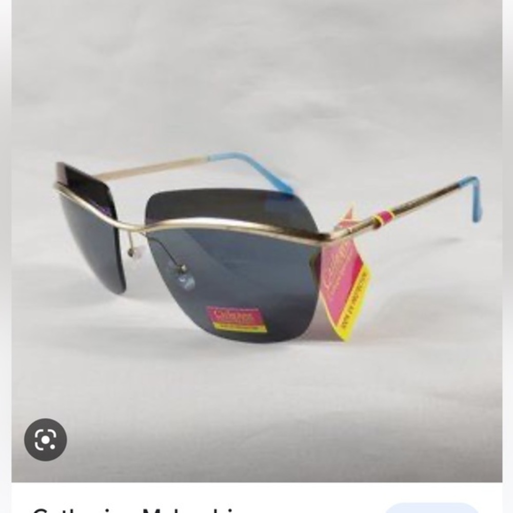 Women’s Brand New CATHERINE MALANDRINO 100% UV Protect Sun Glasses Gold Blue